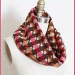 Houndstooth Infinity Scarf Circle Loop For Autumn..
