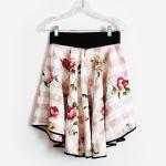 Floral Gingham Skirt With Constrasting Black..