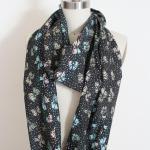 Infinity Scarf In Black With Pastel Bows And Dots..