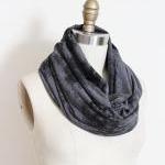 Infinity Scarf In Grey With Graphic Sketched Black..