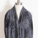 Infinity Scarf In Grey With Graphic Sketched Black..
